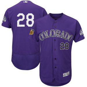 Men Colorado Rockies #28 Nolan Arenado Majestic Purple 2017 Spring Training Flex Base Player Stitched MLB Jersey