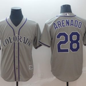 Men Colorado Rockies #28 Nolan Arenado "Nado" Grey Cool Base Stitched MLB Jersey