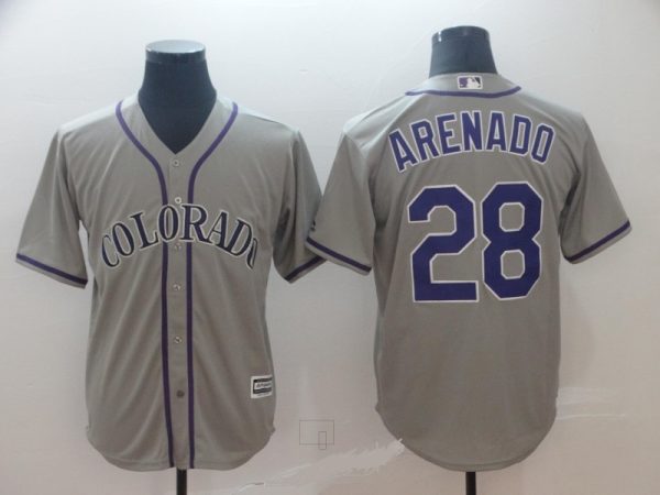 Men Colorado Rockies #28 Nolan Arenado "Nado" Grey Cool Base Stitched MLB Jersey