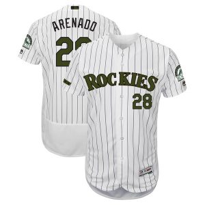 Men Colorado Rockies #28 Nolan Arenado White 2018 Memorial Day Flexbase Stitched MLB Jersey