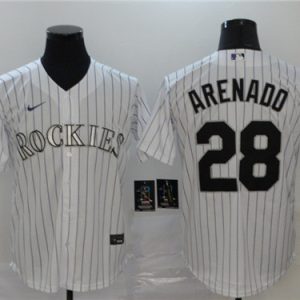 Men Colorado Rockies #28 Nolan Arenado White Cool Base Stitched MLB Jersey