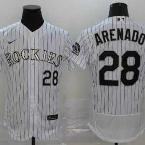 Men Colorado Rockies #28 Nolan Arenado White Flex Base Stitched MLB Jersey