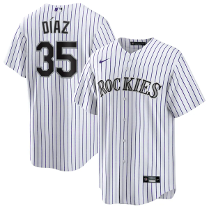 Men Colorado Rockies #35 Elias Diaz White Cool Base Stitched Baseball Jersey