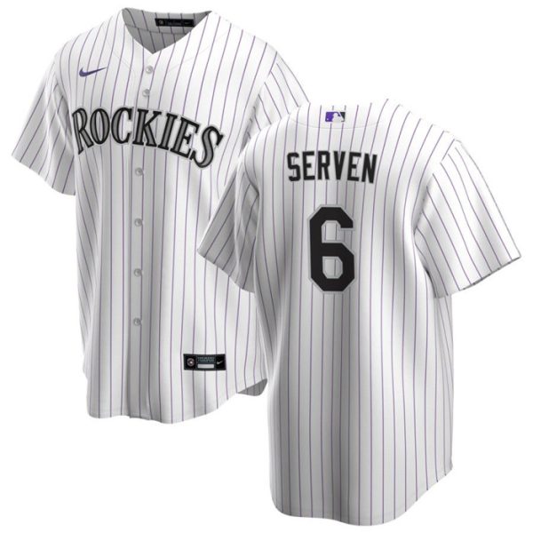 Men Colorado Rockies #6 Brian Serven White Stitched Baseball Jersey