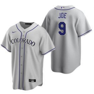 Men Colorado Rockies #9 Connor Joe Gray Stitched Baseball Jersey