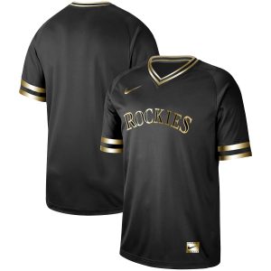 Men Colorado Rockies Black Gold Stitched MLB Jersey