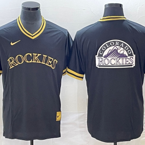 Men Colorado Rockies Black Team Big Logo Stitched Baseball Jersey