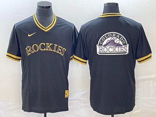 Men Colorado Rockies Black Team Big Logo Stitched Baseball Jersey