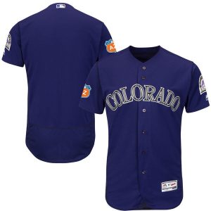 Men Colorado Rockies Majestic Alternate Purple 2016 Spring Training Flex Base Collection Team Stitched MLB Jersey