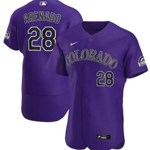 Men Colorado Rockies Purple #28 Nolan Arenado Flex Base Stitched MLB Jersey