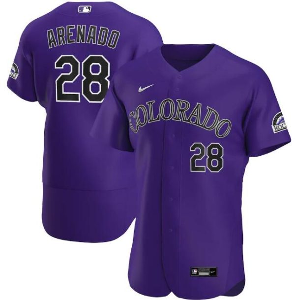 Men Colorado Rockies Purple #28 Nolan Arenado Flex Base Stitched MLB Jersey