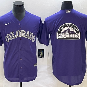 Men Colorado Rockies Purple Team Big Logo Stitched Baseball Jersey