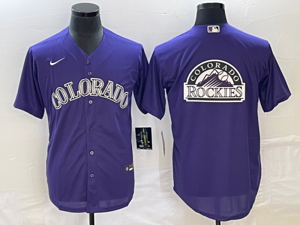 Men Colorado Rockies Purple Team Big Logo Stitched Baseball Jersey