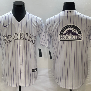 Men Colorado Rockies White Team Big Logo Stitched Baseball Jersey