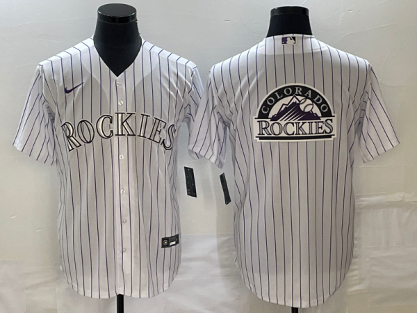 Men Colorado Rockies White Team Big Logo Stitched Baseball Jersey