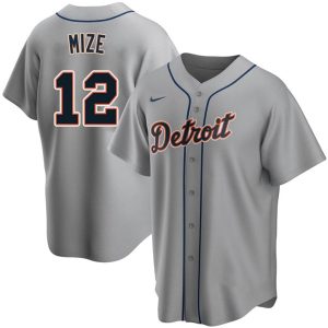 Men Detroit Tigers #12 Casey Mize Gray Cool Base Stitched Jersey