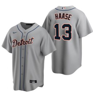 Men Detroit Tigers #13 Eric Haase Gray Cool Base Stitched Jersey