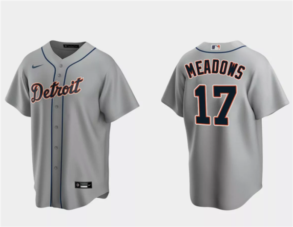 Men Detroit Tigers #17 Austin Meadows Gray Cool Base Stitched Jersey