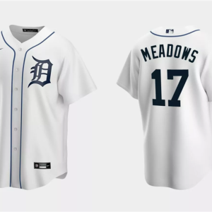 Men Detroit Tigers #17 Austin Meadows White Cool Base Stitched Jersey