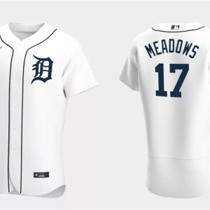 Men Detroit Tigers #17 Austin Meadows White Flex Base Stitched Jersey