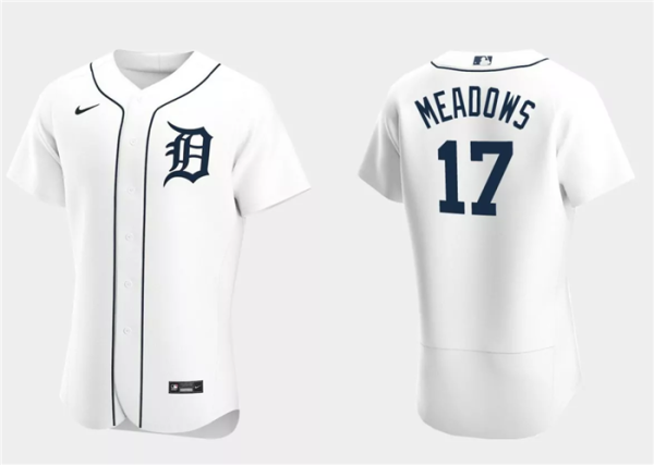 Men Detroit Tigers #17 Austin Meadows White Flex Base Stitched Jersey