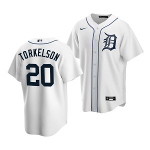 Men Detroit Tigers #20 Spencer Torkelson White Cool Base Stitched Jersey