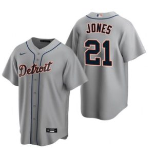 Men Detroit Tigers #21 Jacoby Jones Gray Cool Base Stitched Jersey