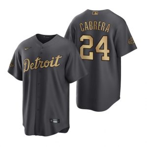 Men Detroit Tigers #24 Miguel Cabrera Charcoal 2022 All-star Base Base Stitched Jersey