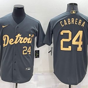 Men Detroit Tigers #24 Miguel Cabrera Charcoal 2022 All-star Base Base Stitched Jersey