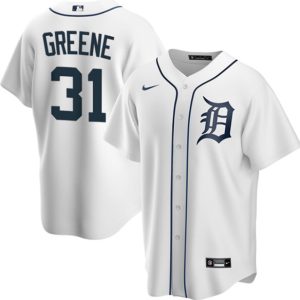 Men Detroit Tigers #31 Riley Greene White Cool Base Stitched Jersey