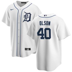 Men Detroit Tigers #40 Reese Olson White Cool Base Stitched Baseball Jersey