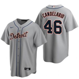 Men Detroit Tigers #46 Jeimer Candelario Gray Cool Base Stitched Jersey