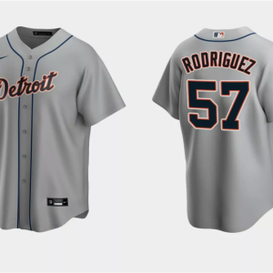 Men Detroit Tigers #57 Eduardo Rodriguez Gray Cool Base Stitched Jersey