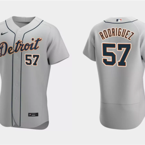 Men Detroit Tigers #57 Eduardo Rodriguez Gray Flex Base Stitched Jersey