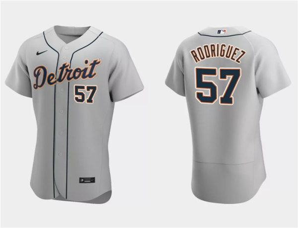 Men Detroit Tigers #57 Eduardo Rodriguez Gray Flex Base Stitched Jersey