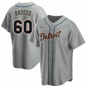 Men Detroit Tigers #60 Akil Baddoo Gray Cool Base Stitched Jersey