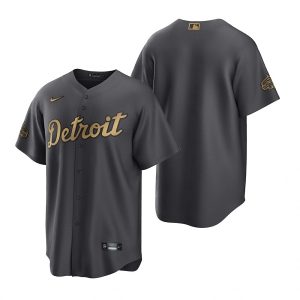 Men Detroit Tigers Blank Charcoal 2022 All-star Base Base Stitched Jersey