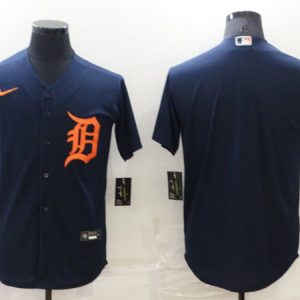 Men Detroit Tigers Blank Navy Cool Base Stitched Jersey