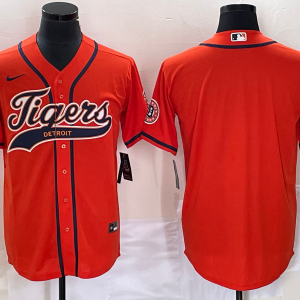 Men Detroit Tigers Blank Orange Cool Base Stitched Baseball Jersey