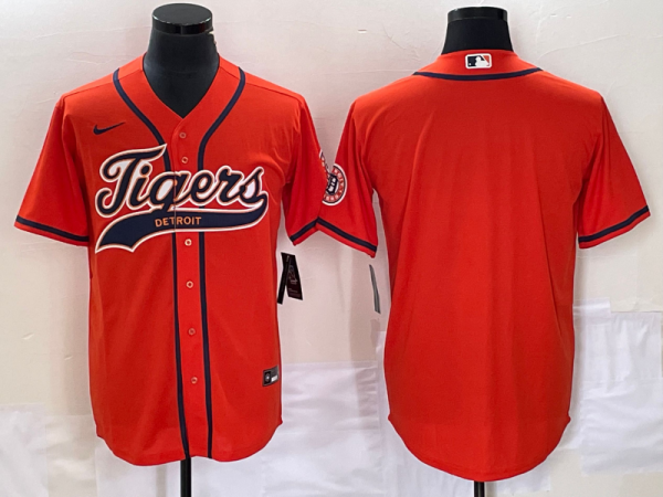 Men Detroit Tigers Blank Orange Cool Base Stitched Baseball Jersey