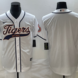 Men Detroit Tigers Blank White Cool Base Stitched Baseball Jersey