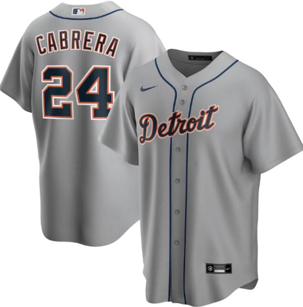 Men Detroit Tigers Grey #24 Miguel Cabrera Cool Base Stitched MLB Jersey