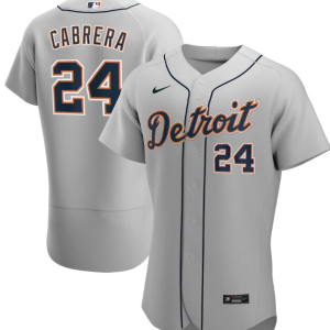 Men Detroit Tigers Grey #24 Miguel Cabrera Flex Base Stitched MLB Jersey