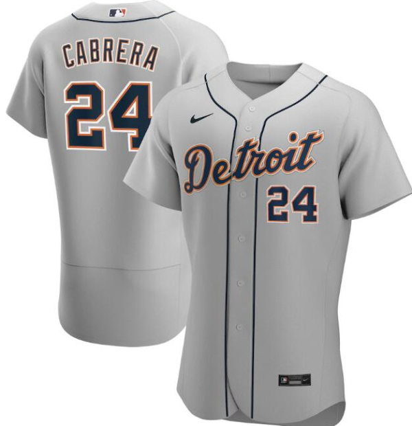 Men Detroit Tigers Grey #24 Miguel Cabrera Flex Base Stitched MLB Jersey