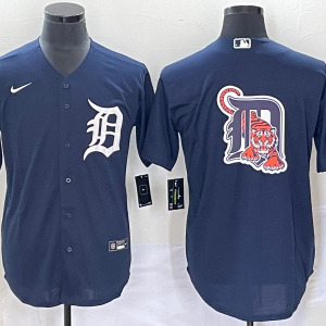 Men Detroit Tigers Navy Team Big Logo Cool Base Stitched Jersey