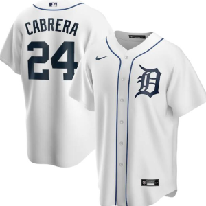 Men Detroit Tigers White #24 Miguel Cabrera White Cool Base Stitched MLB Jersey