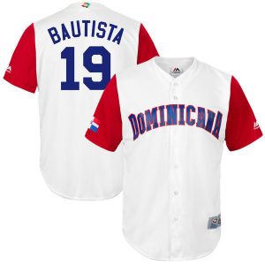 Men Dominican Republic Baseball #19 Jose Bautista White 2017 World Baseball Classic Stitched WBC Jersey