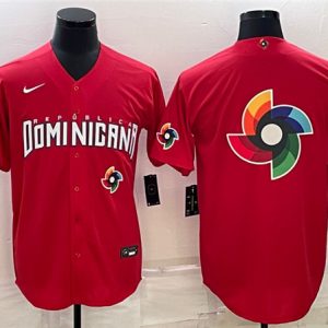 Men Dominican Republic Baseball 2023 Red World Baseball Big Logo With Patch Classic Stitched Jersey