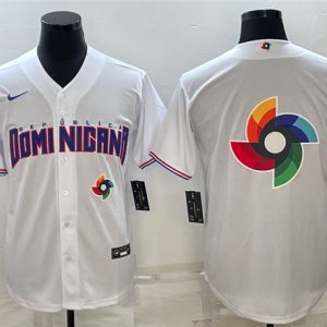 Men Dominican Republic Baseball 2023 White World Baseball Big Logo Classic Stitched Jersey