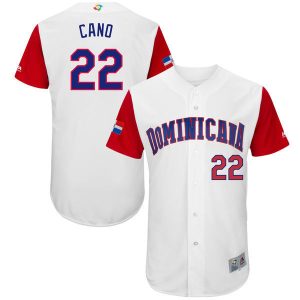 Men Dominican Republic Baseball #22 Robinson Cano White 2017 World Baseball Classic Stitched WBC Jersey